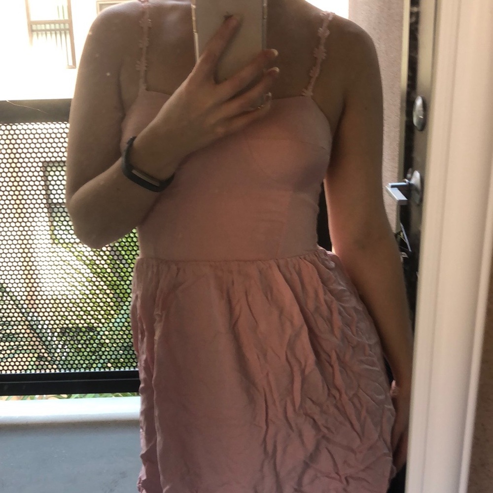 Papaya sweetheart pink dress with flower straps 💞